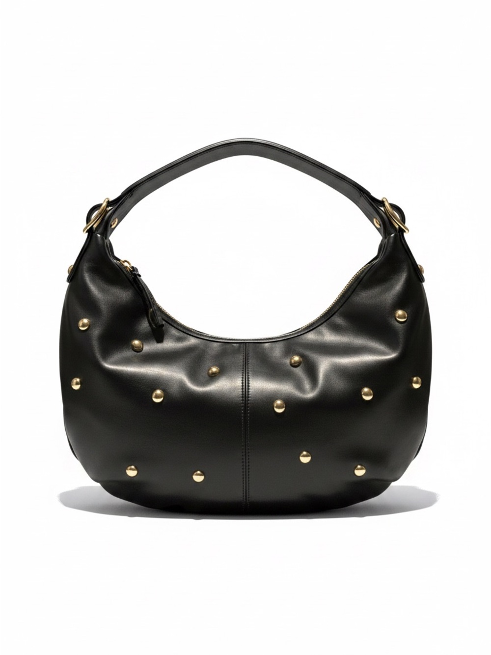 Urban Expressions Black Hobo Bag with Gold Stud Accents